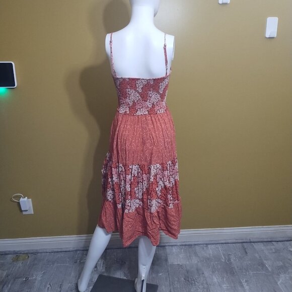 BOG Collective Strappy Floral Smocked Fit & Flare Midi Dress S Cottage Boho - Picture 4 of 6